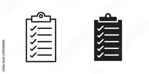 Clipboard check icon in black stroke eps vector graphic