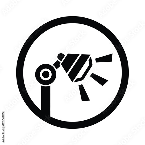 Vector illustration icon black and white icon of a flashlight or torch shining light