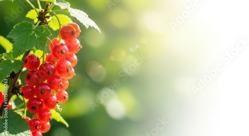 Wallpaper Mural Red currants on a branch with green leaves against a blurred background. Torontodigital.ca