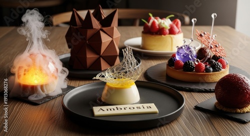 Wallpaper Mural A table with various desserts, including a chocolate cake, a cheesecake, and a fruit tart. Torontodigital.ca