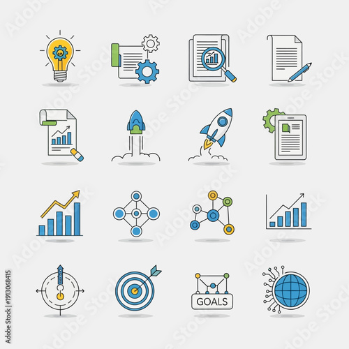 Business Goals and Strategy Icons.