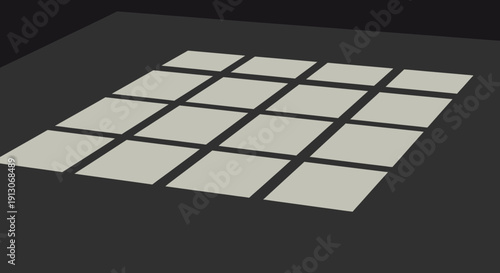 Arrangement of Square Tiles on a Dark Surface.