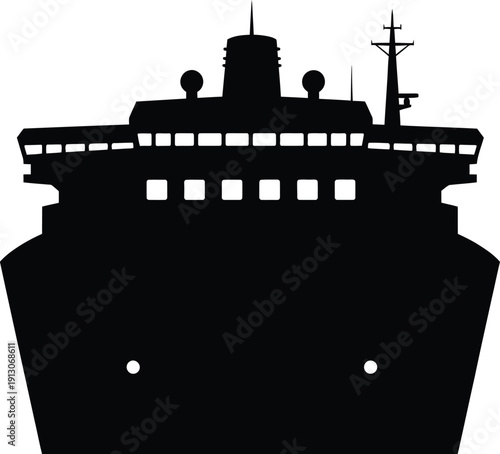 Silhouette of a large ship or cruise liner