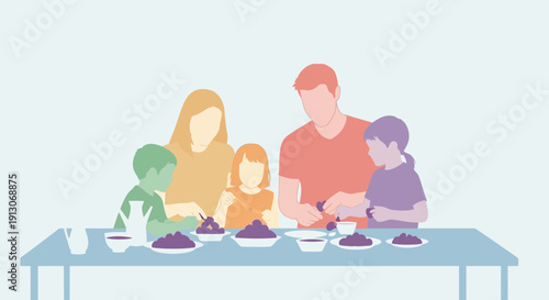 Family Eating Together at Dinner Table.