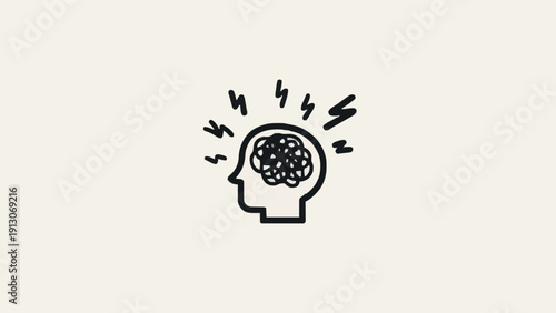 Anxiety Panic Burst Head Symbol Line Icon Vector 2