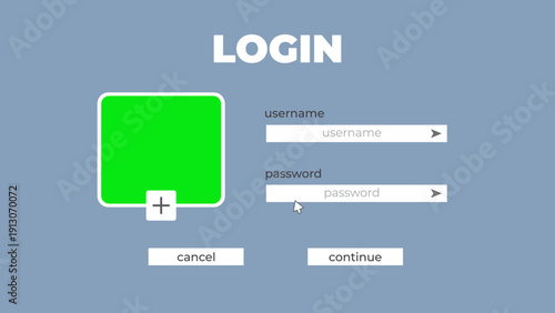 Minimalist Login Interface Design with Green Screen Placeholder