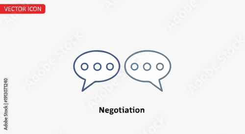Illustration of two speech bubbles connecting, representing negotiation, discussion, and agreement between parties, suitable for business or communication contexts