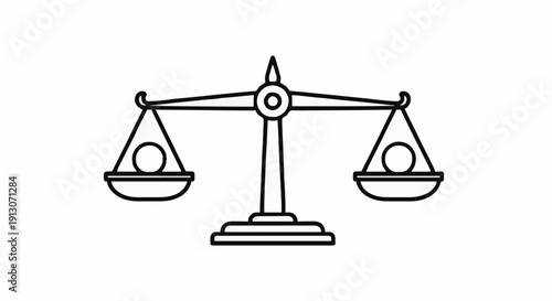 A balanced scale icon representing justice, fairness, equality, and legal judgment, symbolizing impartiality and equilibrium in decision-making processes
