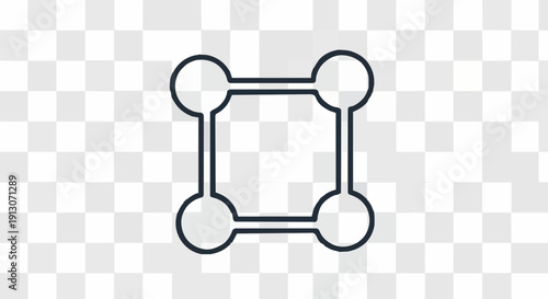 Minimalist outline icon depicting an abstract network connection or structural relationship, perfect for tech, data, or system design