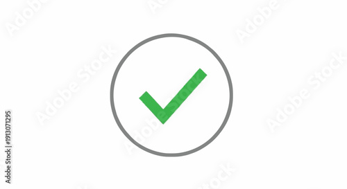 Free Download A concise green checkmark icon enclosed in a clean gray circle, universally recognized as a symbol for success, verification, and task completion in various digital and print applications - GFXLoad
