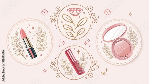 Vibrant beauty products for elegant makeup and hair care routine