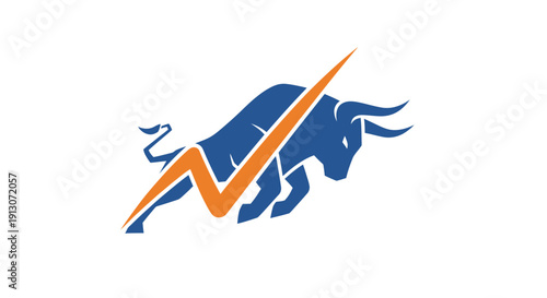 Dynamic Bull Market Financial Growth Chart Logo Design.