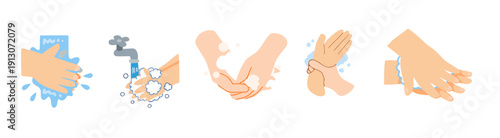 A human Hand washing with various kinds of symbols