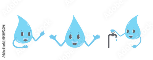 A Bundle Of Various Kinds of Cartoon Water Drop Illustrations