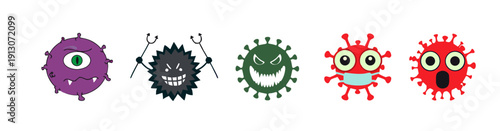 A Bundle Of Cartoon Germs In Random Colors