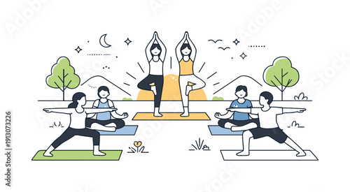    Spring equinox yoga outdoors