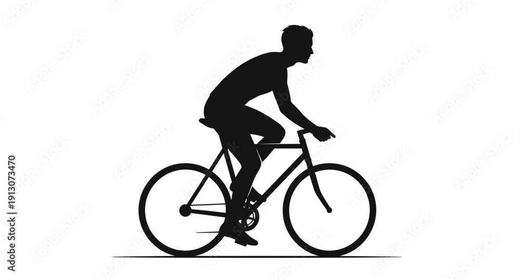 Obraz premium Man Riding a Bicycle Silhouette.