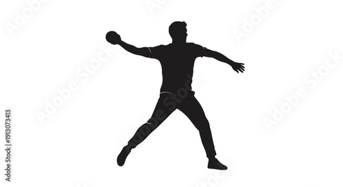 Man Playing Handball Silhouette Sport.