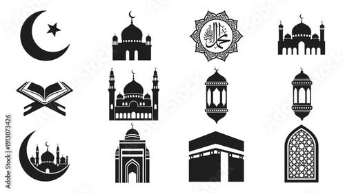 Islamic Symbols and Architecture Collection Icons.