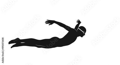 Scuba Diver in Water Silhouette.