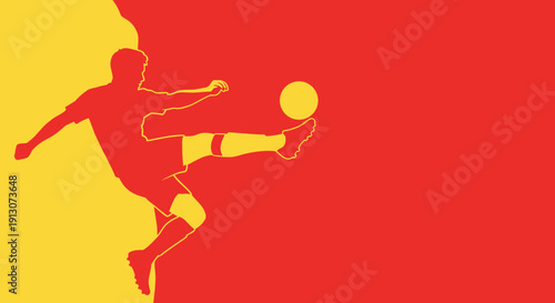 Soccer Player Kicking Ball Silhouette.