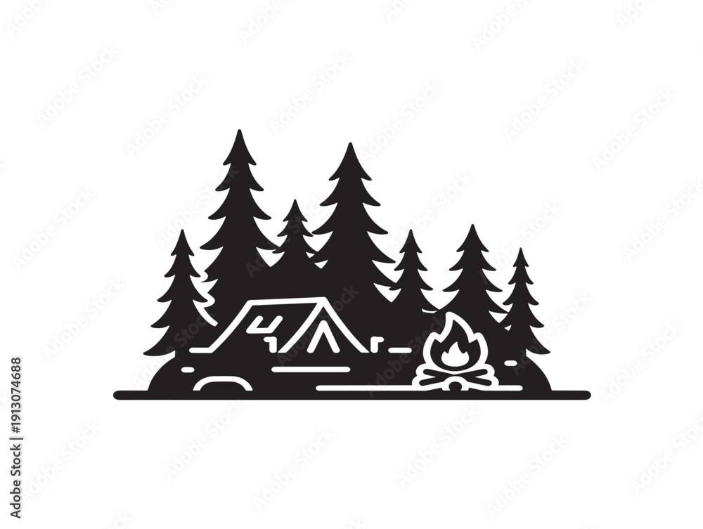 Fototapeta premium Dynamic root scene elements silhouette for gorgeous natural illustrations