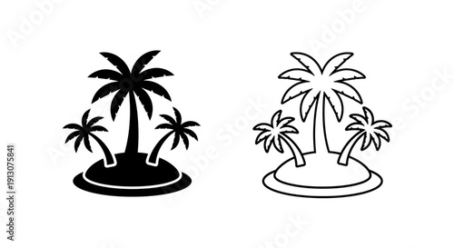 Tropical island paradise with palm trees and sandy beach Vector