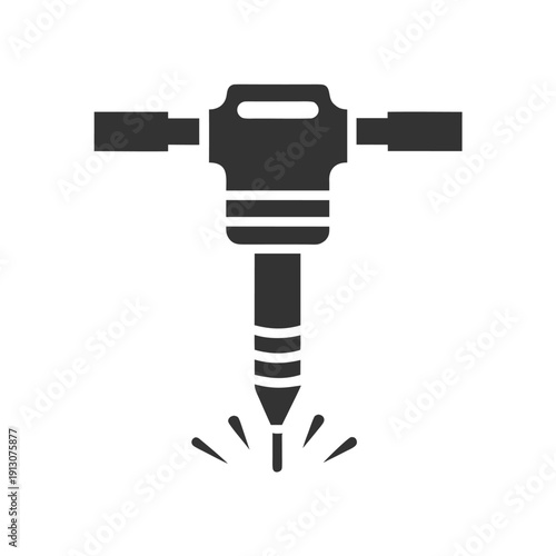 Black and white jackhammer tool with impact lines construction 1