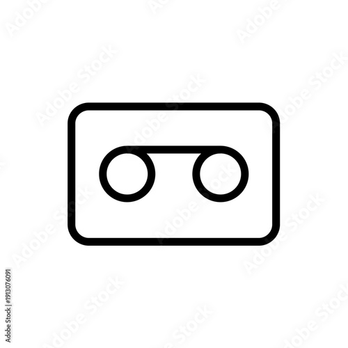Cassette tape icon with editable stroke, minimalist vector design.