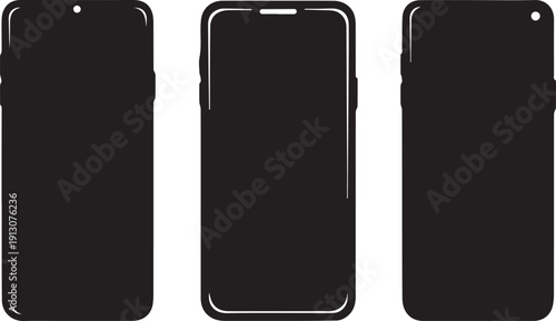 Smartphone Screen Icons Set with Modern Notch Designs