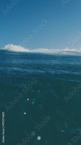 Wallpaper Mural Ocean wave breaks on the camera, speed warp effect with frozen motion. Atlantic Ocean's wave crushes on the shore of Brazilian coast. Underwater footage of the breaking wave falling on the camera Torontodigital.ca