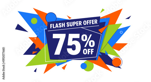 Vibrant Flash Sale Banner with 75 Percent Discount Offer.