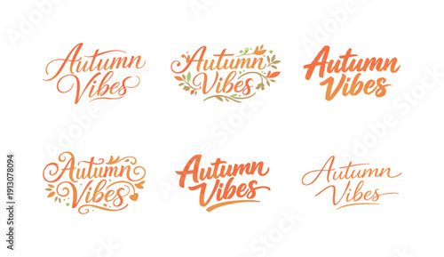 Harmonious Lettering Variations. Autumn pastel calm lettering. Set lettering. harmonious lettering variations of the same emblematic concept, each with