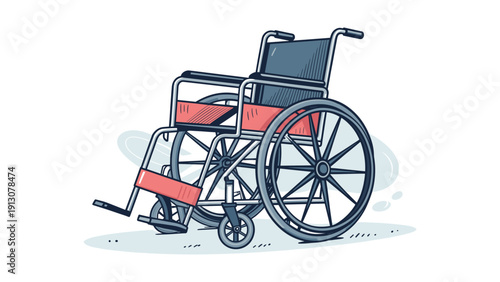 Wheelchair with red accents on white background  