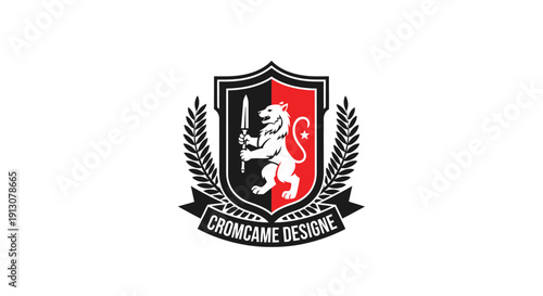 Heraldic Crest with Lion and Sword Emblem.