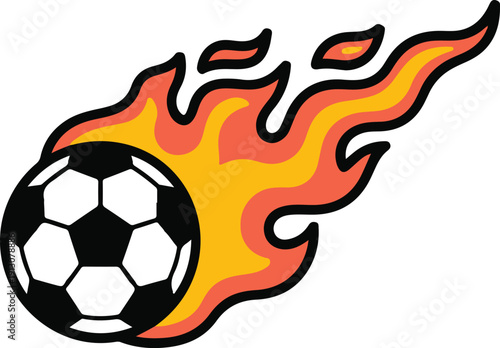 Soccer ball on fire with colorful flame trail vector illustration graphic isolated on transparent background