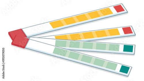 Color-coded indicators on white background for measurement purposes  