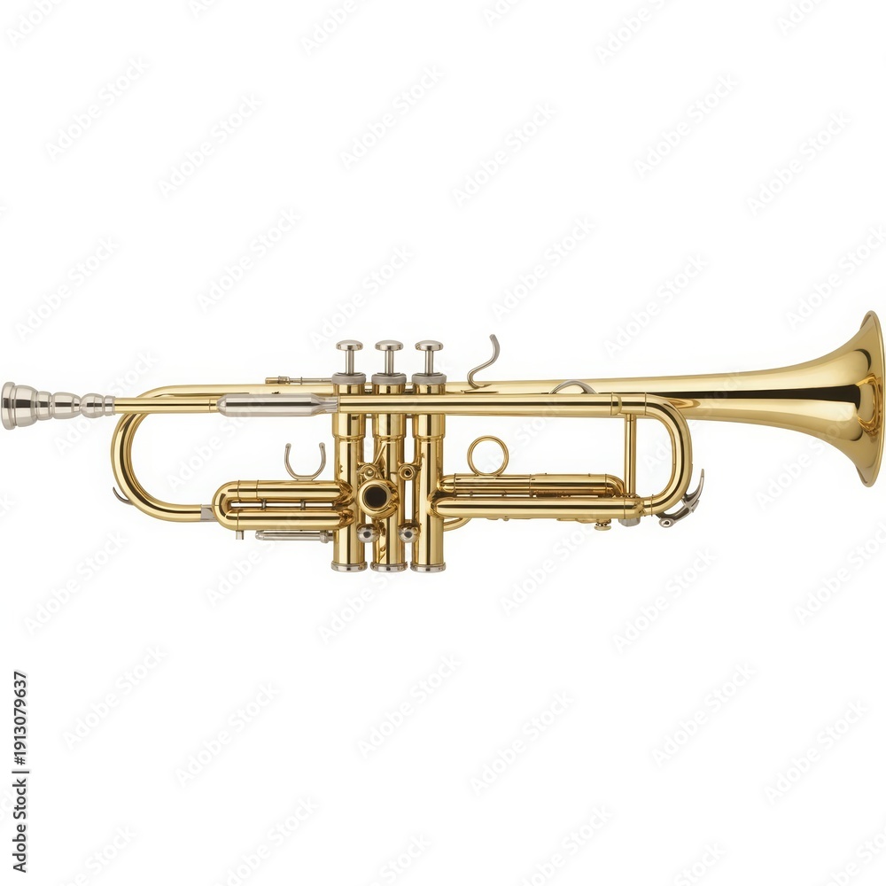 Obraz premium Gleaming brass wind instrument trumpet musical instrument