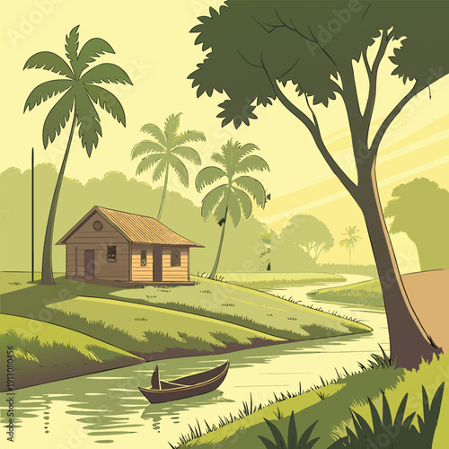 tropical island with palm trees