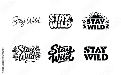 Think Simple. Set lettering. harmonious lettering variations of the same emblematic concept, each with different artistic interpretation