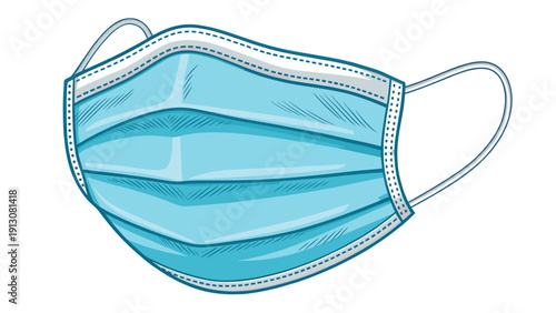 Medical face mask in blue color with ear loops  