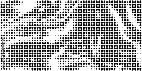 Dotted halftone gradient texture. Vanishing polka dot background. Repeating dots gradation pattern background. Black fading comic pop art overlay backdrop. Raster effect wallpaper. Vector halftone