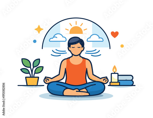A person doing yoga in a peaceful, sunlit room with a calming atmosphere a simple visual metaphor of steady breathing and grounded posture,