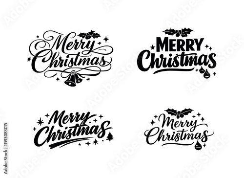   Festive season. Create a calligraphy lettering illustration of the phrase: Merry Christmas.