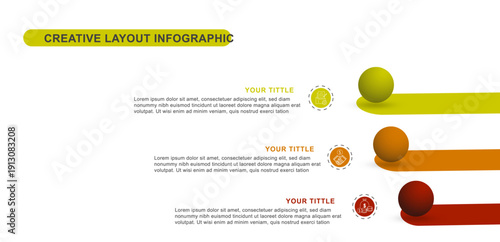 Creative business infographic layout with colorful 3d spheres and horizontal bars. Modern vector template for corporate presentation, marketing strategy, financial growth, and startup reports.