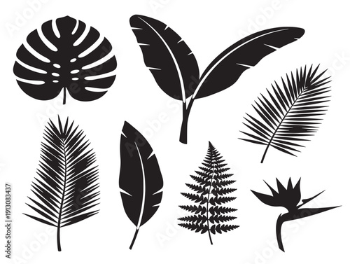 Exotic jungle leaf kit with dramatic tropical silhouette shapes