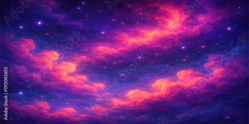 Starry night sky with stars over space background