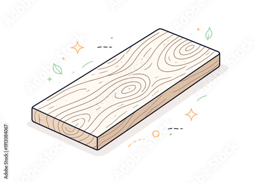 Wood plank. An abstract editorial visualization of wood grain patterns simplified into clean lines and shapes. Visual focus on natural
