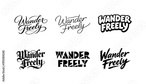 Harmonious Lettering Grid. Wander freely. Set lettering. harmonious lettering variations of the same emblematic concept, each with different artistic