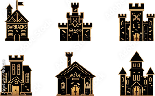 Medieval Castle Architecture Details.